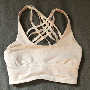 White lulu lemon cross back strappy sports bra